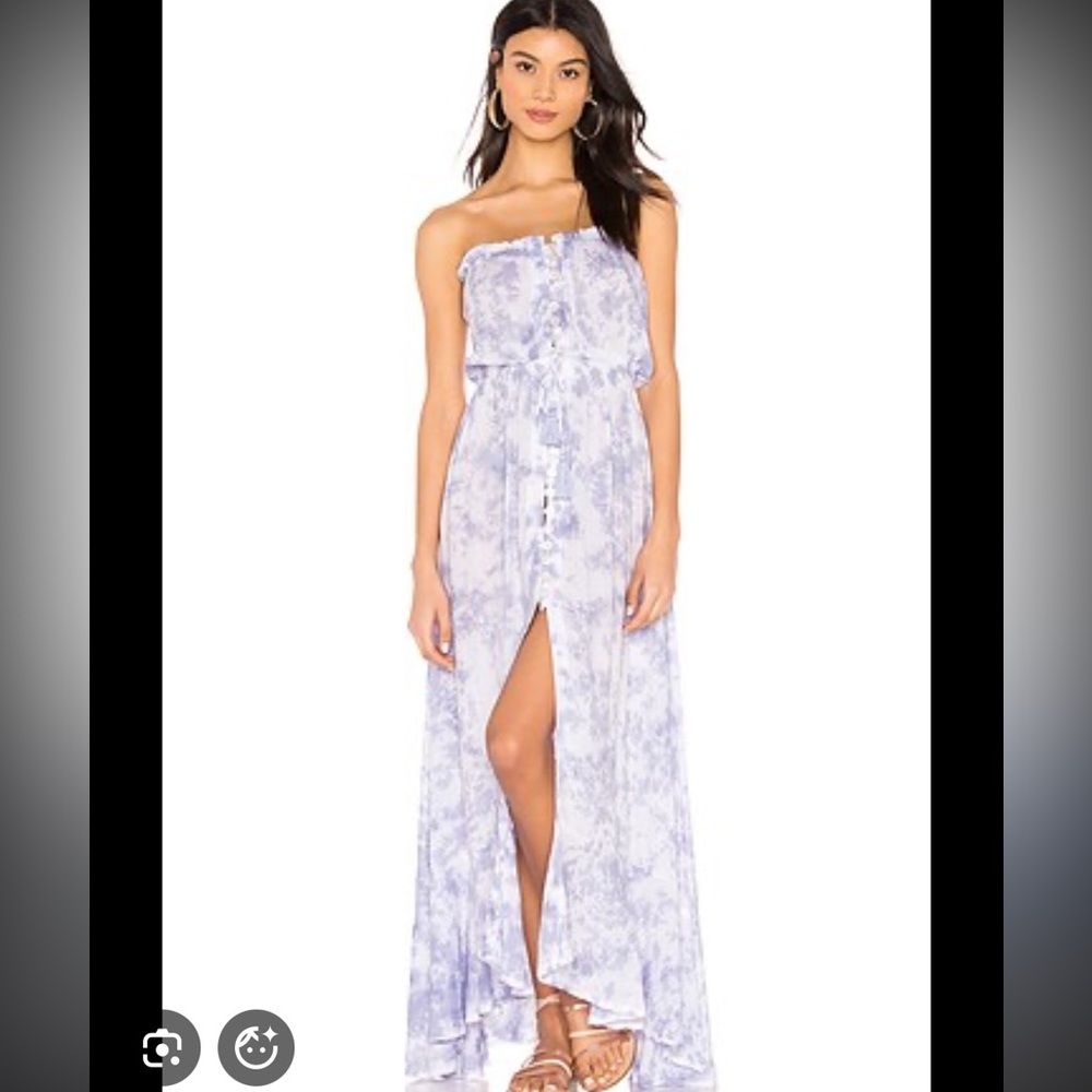 Tiare Hawaii Strapless Ryden maxi Tie-Dye Dress with Front Slit